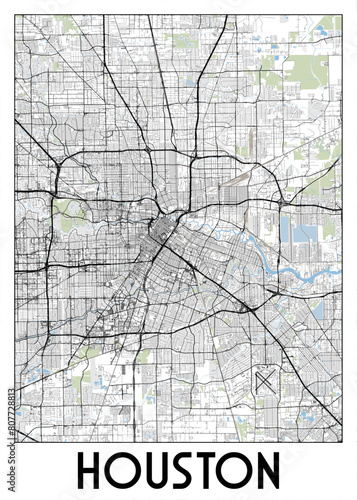 Houston Texas USA map poster art photo