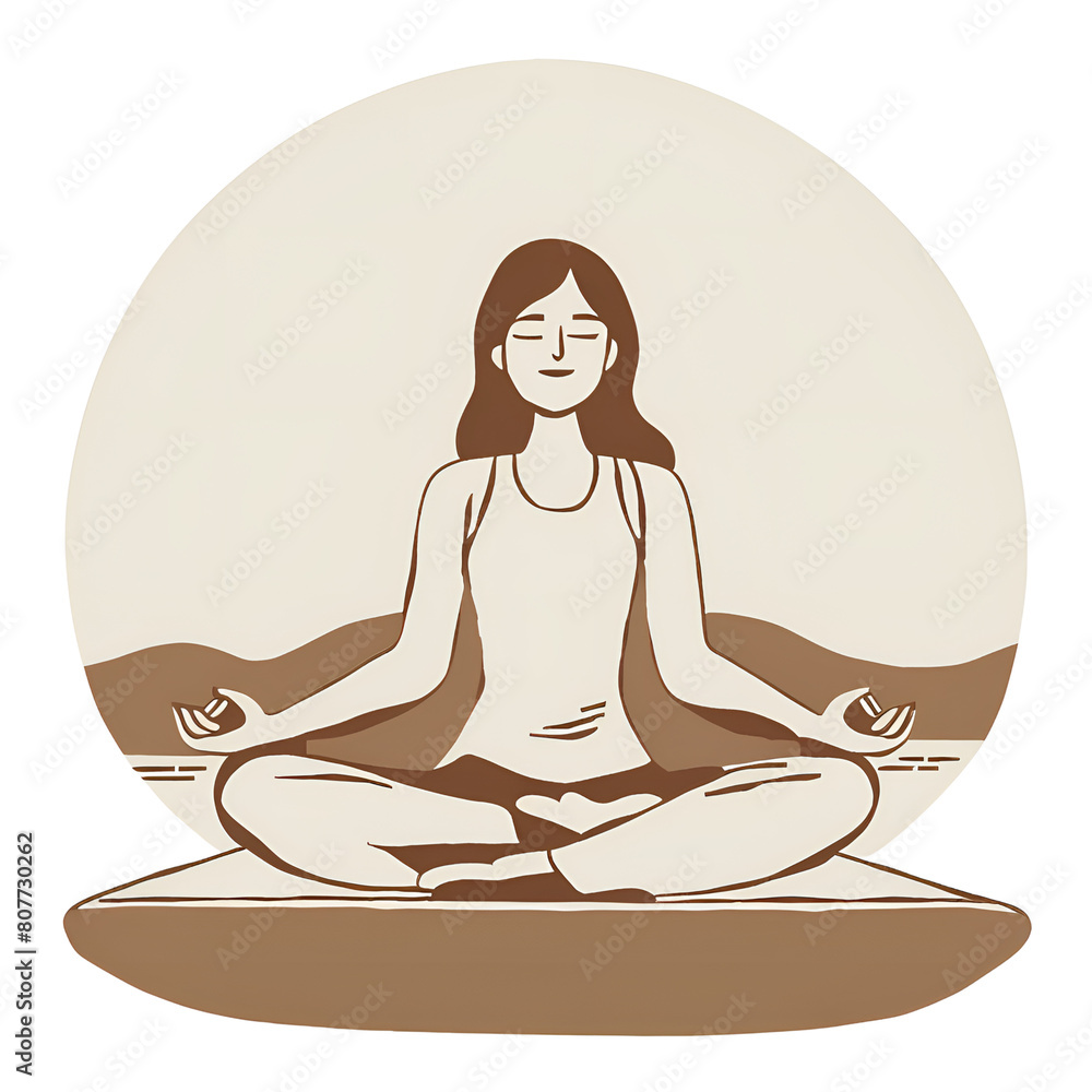 silhouette of a woman meditating, yoga, meditation sticker, Illustration