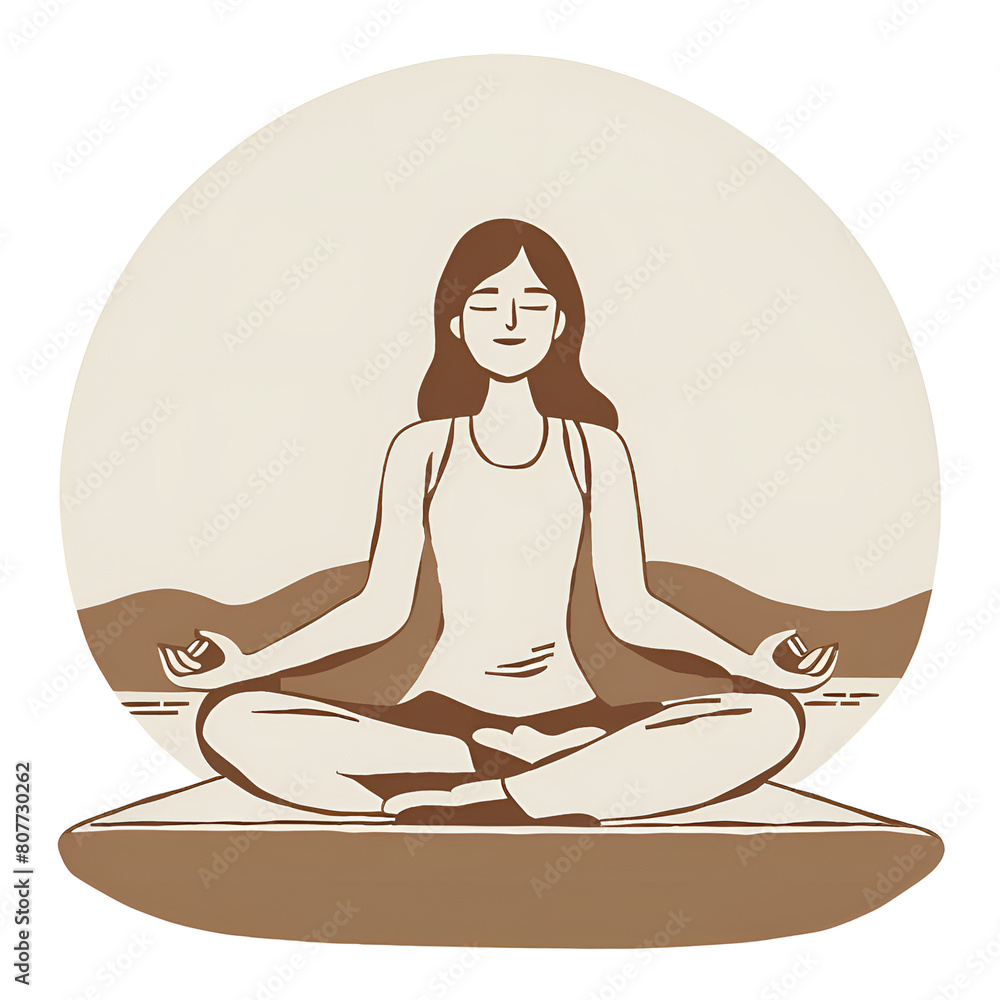 silhouette of a woman meditating, yoga, meditation sticker, Illustration silhouette of a woman meditating, yoga, meditation sticker, Illustration