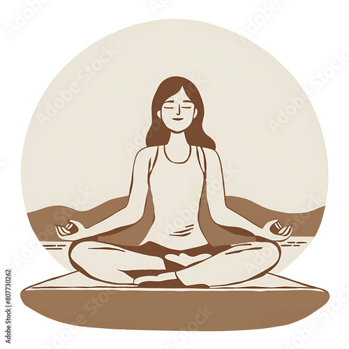 silhouette of a woman meditating  yoga  meditation sticker  Illustration