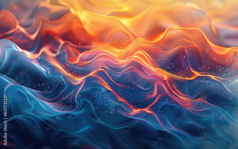 Obraz premium Dynamic energy flow abstract blue and orange background