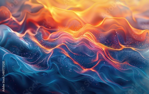Dynamic energy flow abstract blue and orange background