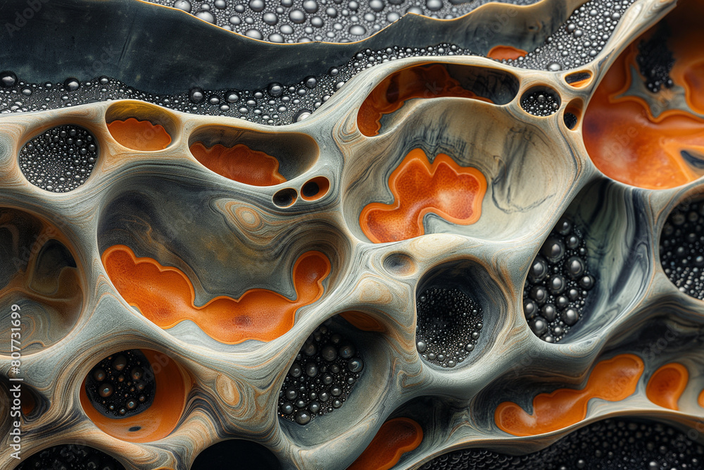 An abstract representation of the liver's complex structure and function, with intricate patterns and organic shapes merging and intersecting to create a visually captivating compo An abstract representation of the liver's complex structure and function, with intricate patterns and organic shapes merging and intersecting to create a visually captivating compo