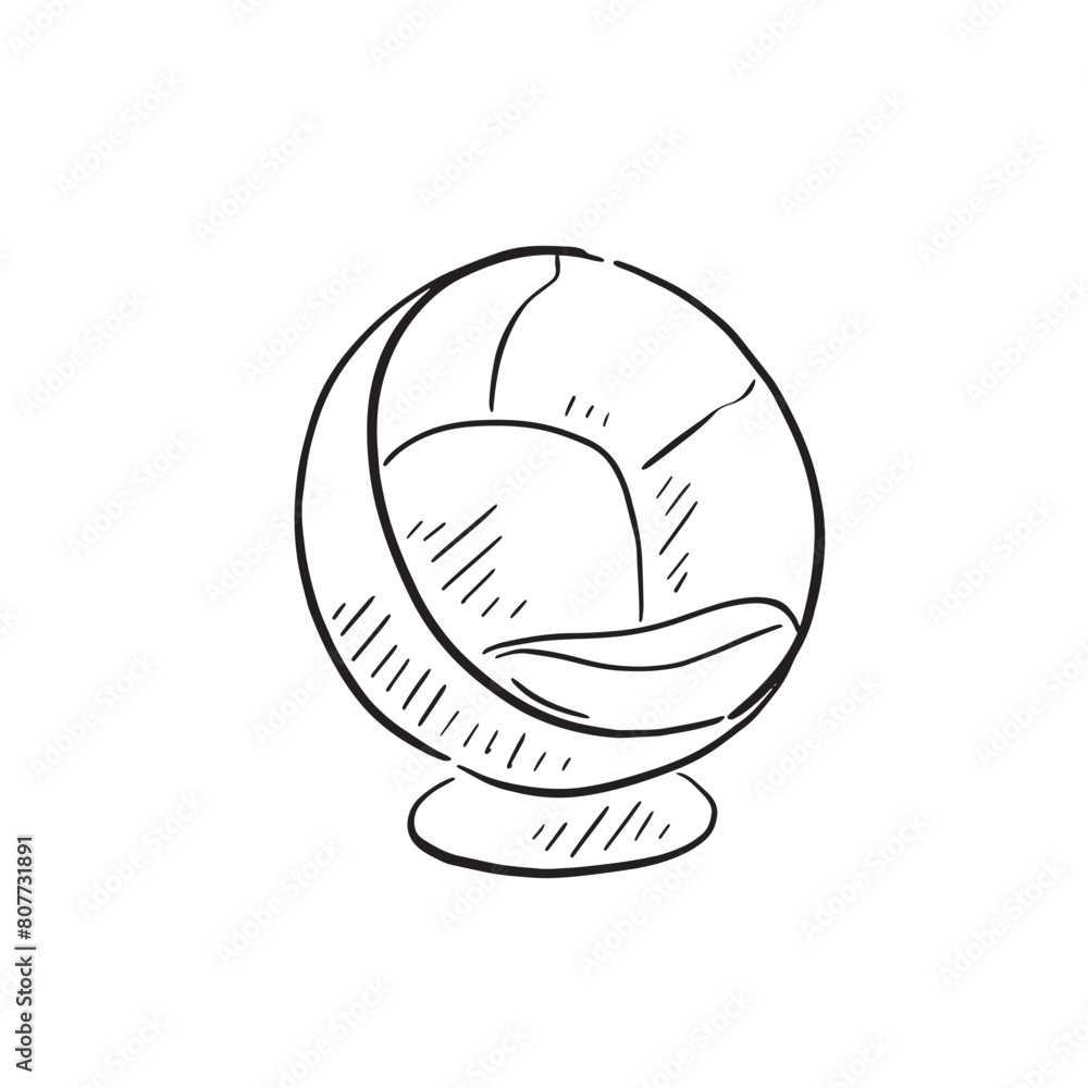 A line drawn illustration of an egg chair in black and white. Drawn by hand in a sketchy style and. vectorised for a variety of uses. A line drawn illustration of an egg chair in black and white. Drawn by hand in a sketchy style and. vectorised for a variety of uses.