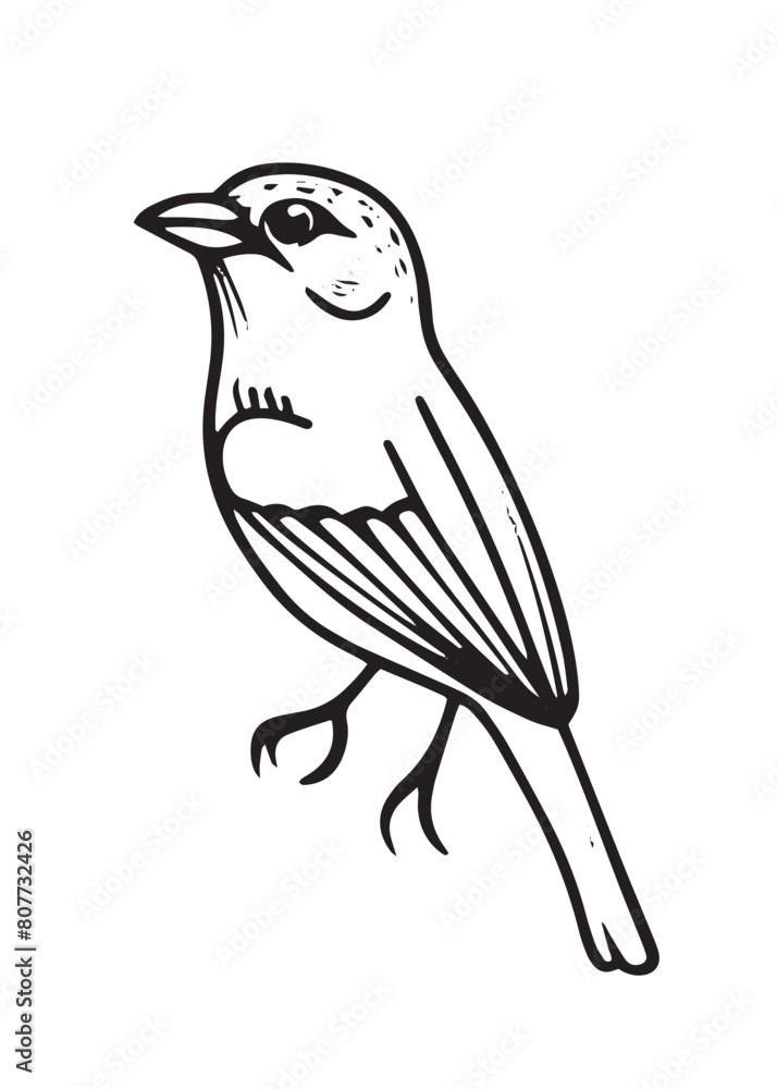 Obraz premium Monochrome Bird Vector Isolated Illustration