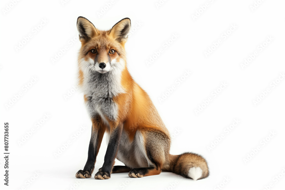 Fototapeta premium Portrait of a red fox against a white background