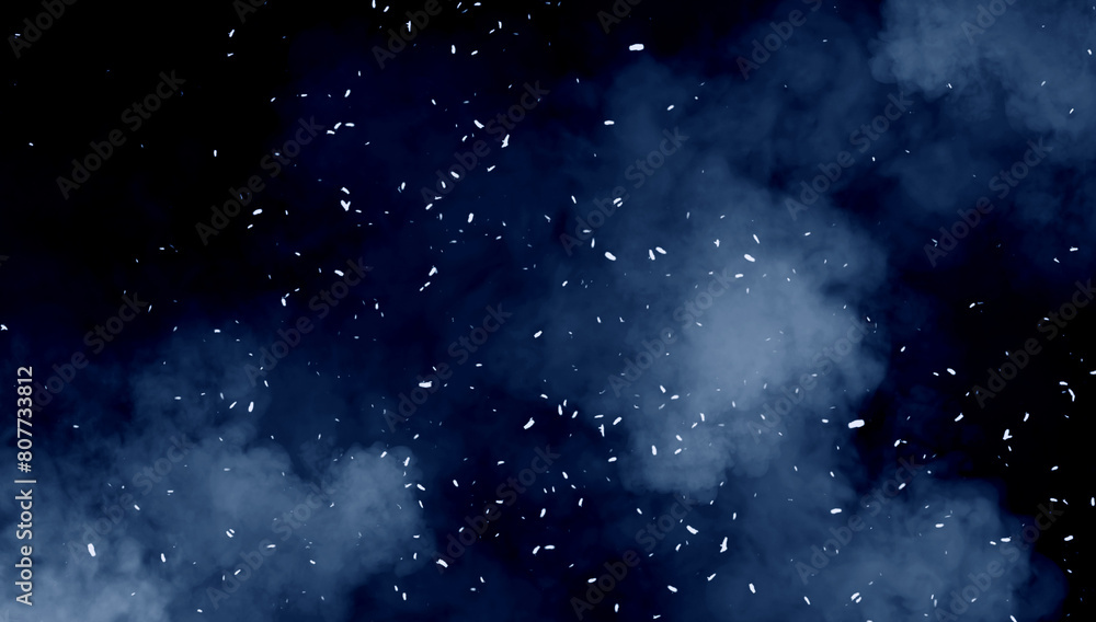 Obraz premium Realistic isolated blue fire effect particles embers on background . Smoke fog misty texture overlays.