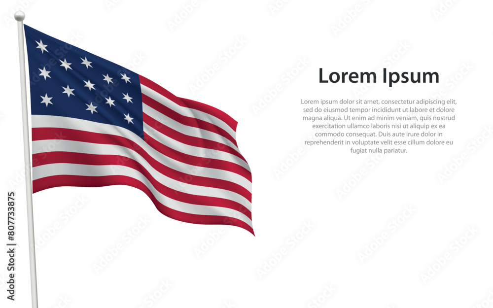 Fototapeta premium Hopkinson Flag Waving on a White Background