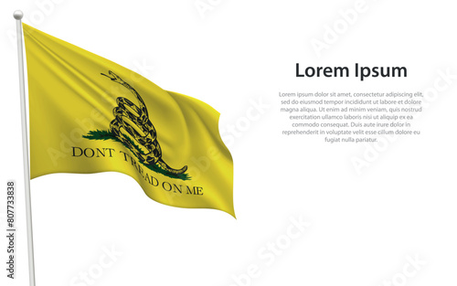 Gadsen Flag Waving on a White Background
