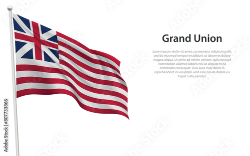 Grand Union Flag Waving on a White Background