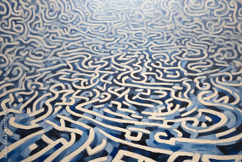 Mosaic in the form of a maze. Abstract background.
