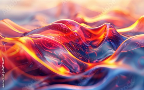 Dynamic ocean waves blue and orange abstract background
