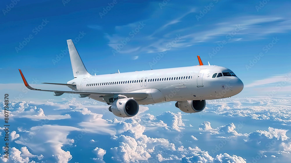 Obraz premium A civil aviation aircraft is flying in the clouds
