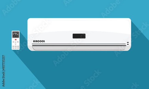 Air conditioner vector. Home appliance. Electrical equipment. Flat vector in cartoon style isolated on white background.