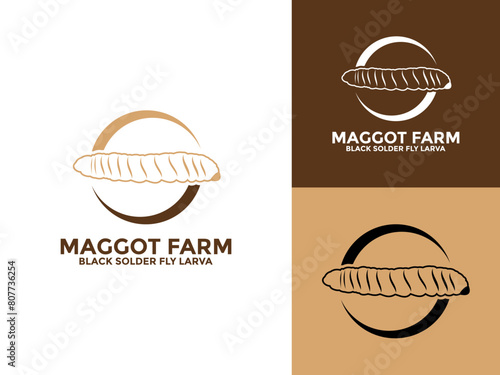 Black Solder Fly Larva Farm logo vector  Maggot Farm   larvae farm logo icon template