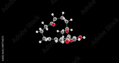 Zearalenone molecule, rotating 3D model of estrogenic metabolite, looped video on a black background photo