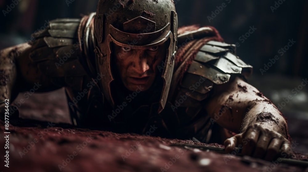 Gladiator emerges from arena trapdoor surprising opponents Gladiator emerges from arena trapdoor surprising opponents
