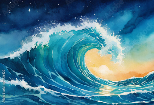 Beautiful waves pattern in deep blue
