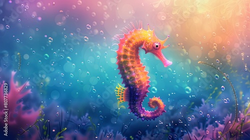 Seahorse in Magical Underwater Setting