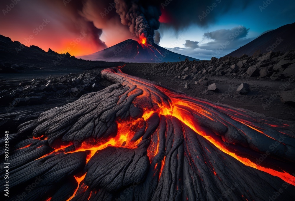 illustration, dramatic volcanic ash capturing eruptions impact landscape, cloud, activity, explosive, powerful, erupting, volcano, aftermath, plume, scene