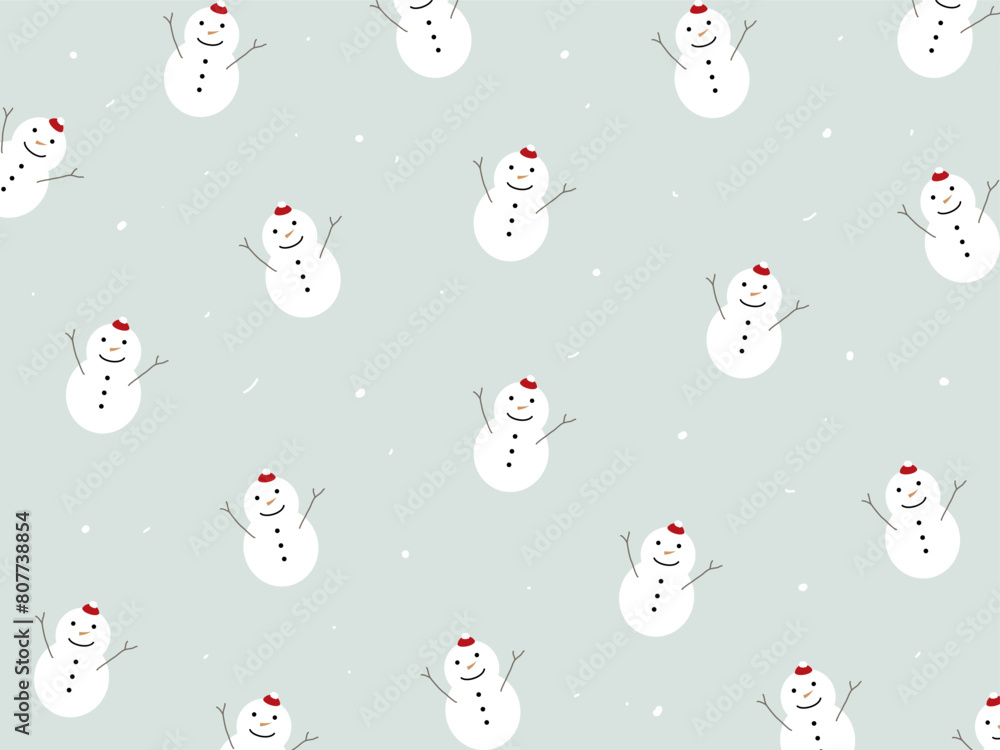 Snow mans and snow flakes pattern for Winter season concept. Hand drawn isolated illustrations. Snow mans and snow flakes pattern for Winter season concept. Hand drawn isolated illustrations.