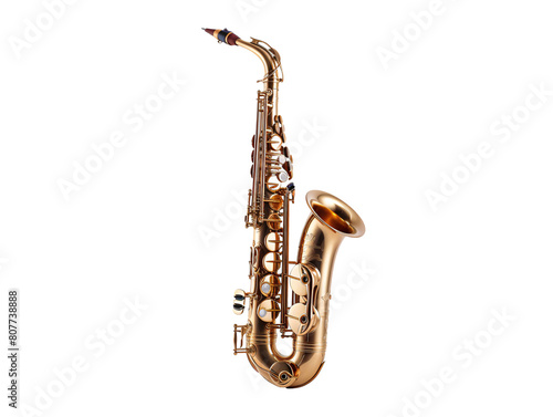 a gold saxophone on a white background