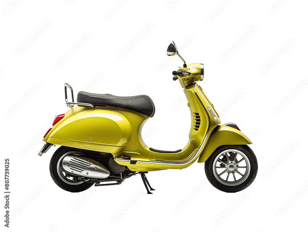 a yellow scooter with black seat