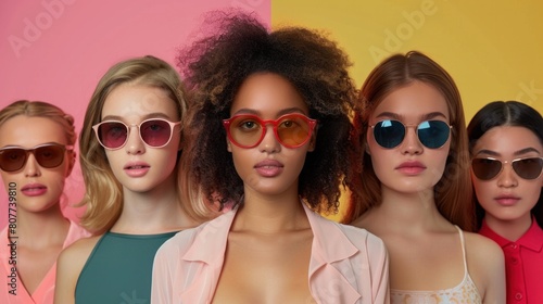 Virtual Try-On: Create a digital mockup or collage showing how different sunglasses and glasses would look on various face shapes and skin tones. Generative AI © Hokmiran