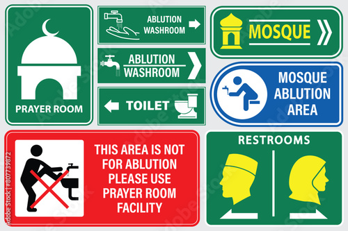 set of  mosque icon or prayer room sign isolated. Eps