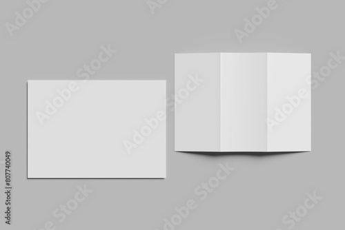 Realistic blank A4 tri-fold brochure for mockup. photo