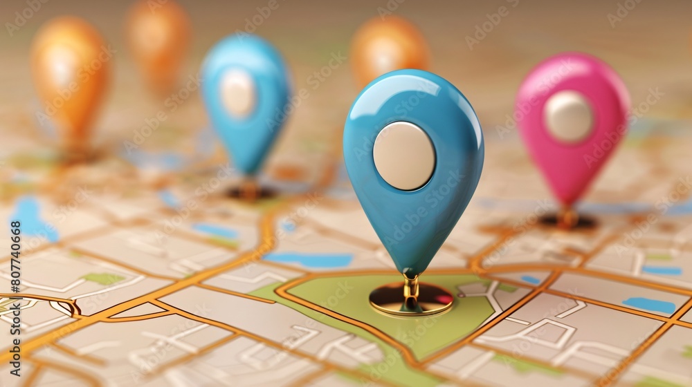 3D Lifelike Map Pin GPS Pointer Icons for Location.