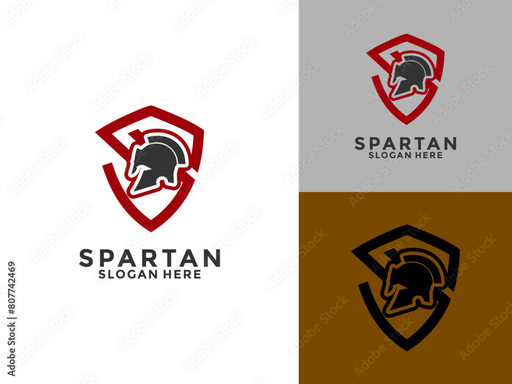Spartan helmet with Letter S shield logo design template, Spartan identity logo vector icon Illustration Spartan helmet with Letter S shield logo design template, Spartan identity logo vector icon Illustration