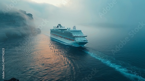 The ultimate escape: a lavish voyage on a serene sea aboard a non-specific cruise liner. photo