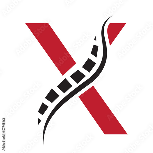 Letter X Backbone Logo Concept For Healthcare Symbol. Back Pain Sign