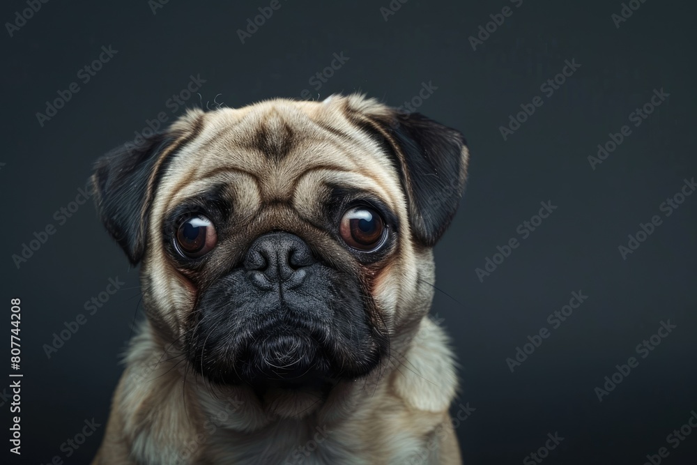 Little pug puppy dog laying head on floor