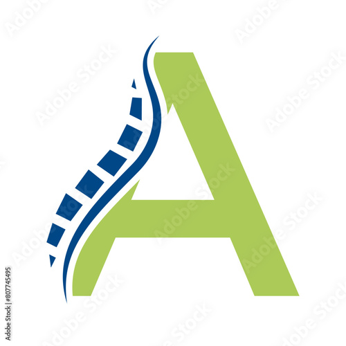 Letter A Backbone Logo Concept For Healthcare Symbol. Back Pain Sign