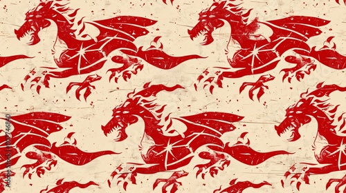 A seamless illustration of the Welsh flag pattern. photo