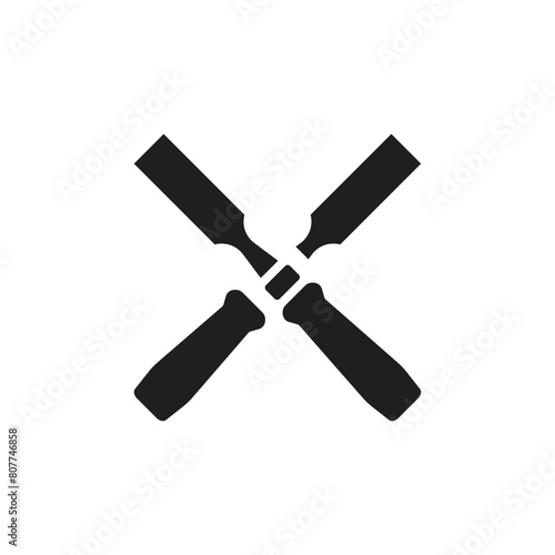 Simple silhouette illustration of chisels woodworking hand tool