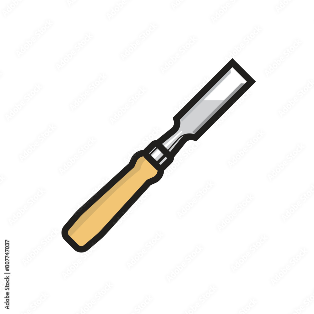 Realistic illustration of chisel woodworking hand tool Realistic illustration of chisel woodworking hand tool