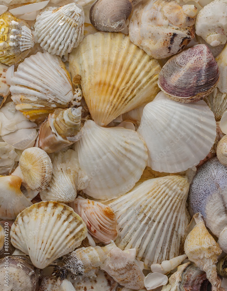 A collection of seashells of various sizes and shapes