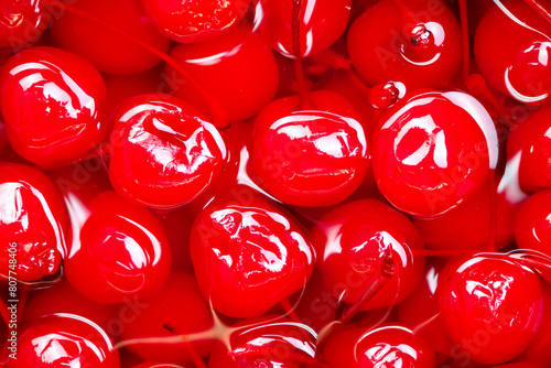 cocktail cherries in syrup. cocktail cherries in syrup. close-up of a red cherry berry