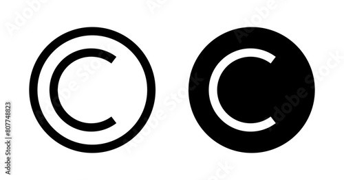 Copyright Icon Set. Trademark Copyright Protection C Mark Vector Sign Suitable for Apps and Websites UI Designs.