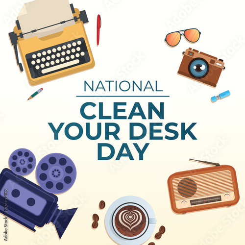 National Clean Your Desk Day vector design template. clean desk illustration. vector eps 10. flat design.