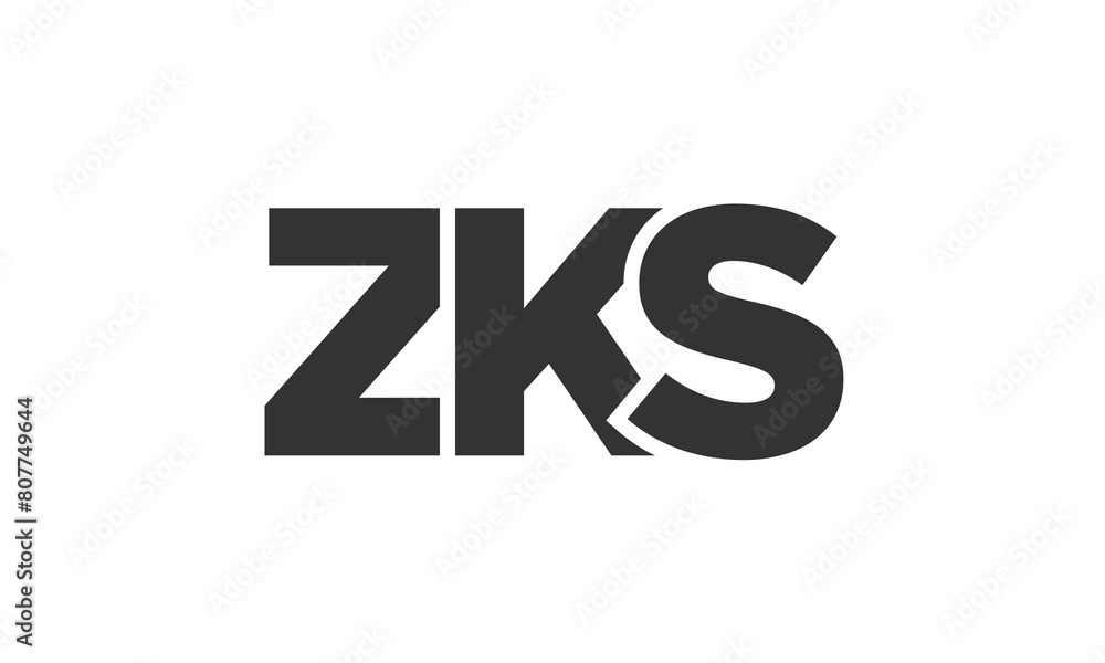ZKS logo design template with strong and modern bold text. Initial based vector logotype featuring simple and minimal typography. Trendy company identity.