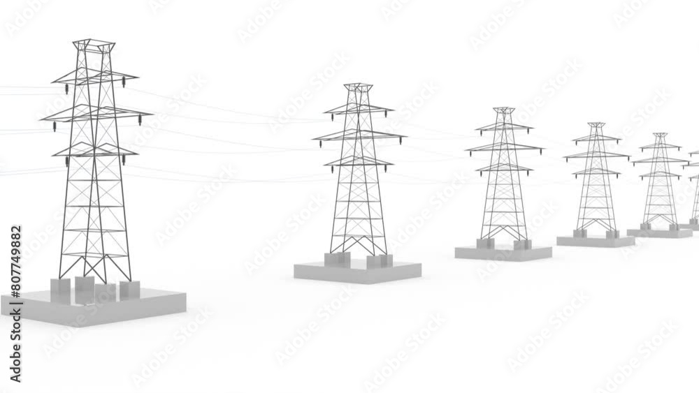 Power line electricity towers 3d style Power line electricity towers 3d style