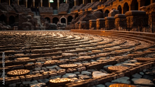 Roman coliseum's intricate mosaic floors displaying timeless patterns and designs