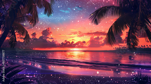 Colorful Vibrant Caribbean Sunset Background © Tariq