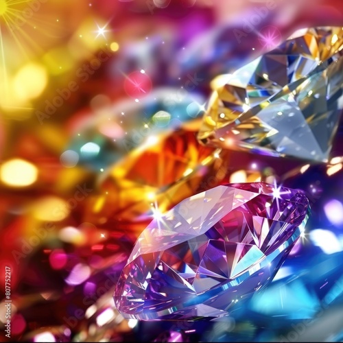 Diamonds Design. Colorful Gemstones on Vibrant Luxury Background