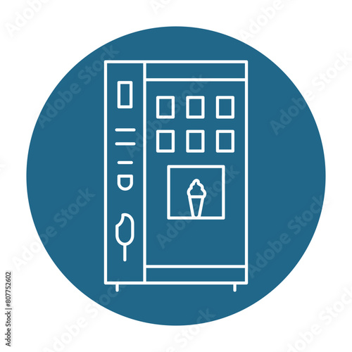 Ice cream machine in black line icon. Self service machine