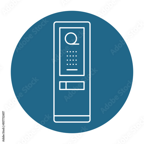 Self-service cinema ticket machine black line icon.